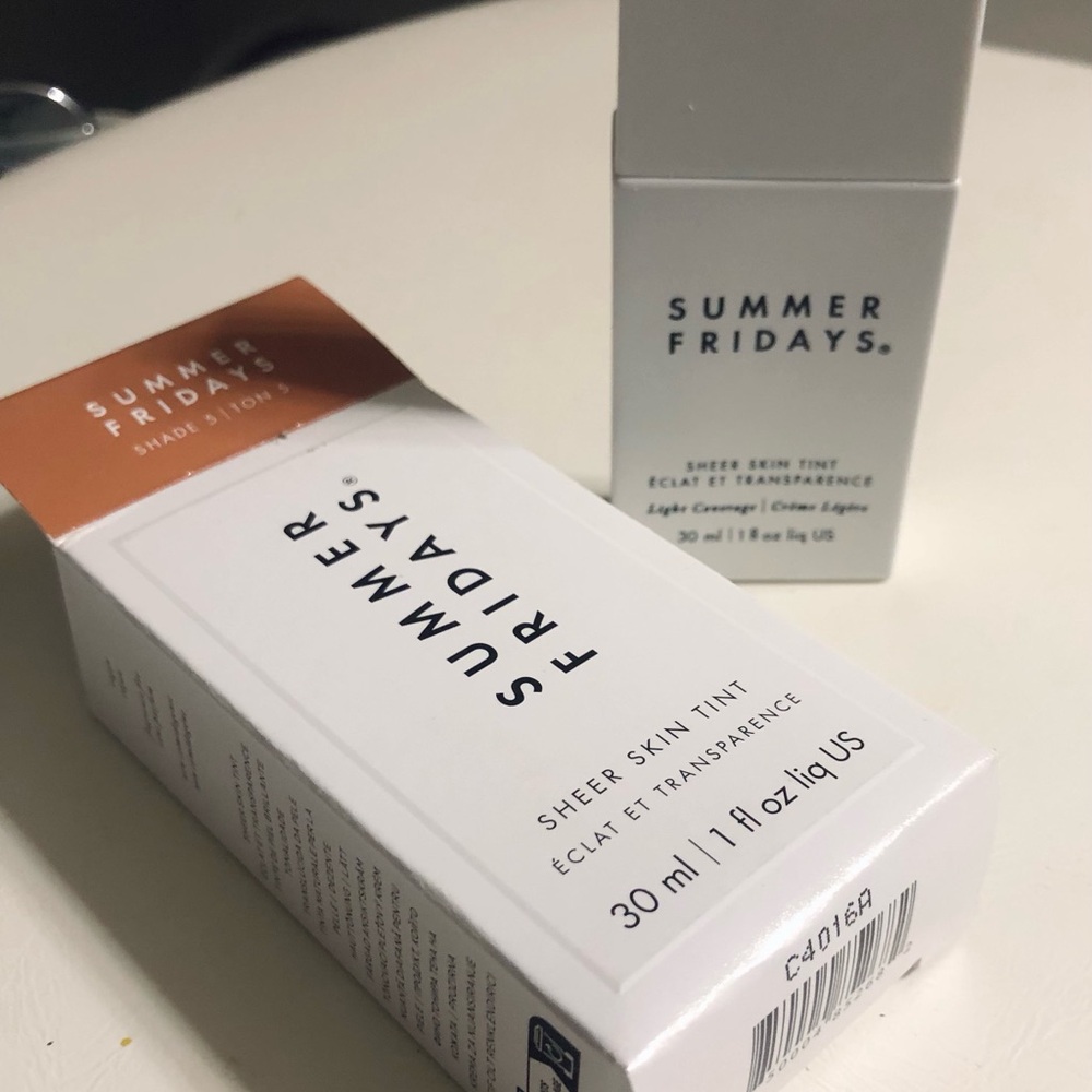 Summer Fridays Sheer Skin Tint in White and Brown Packaging